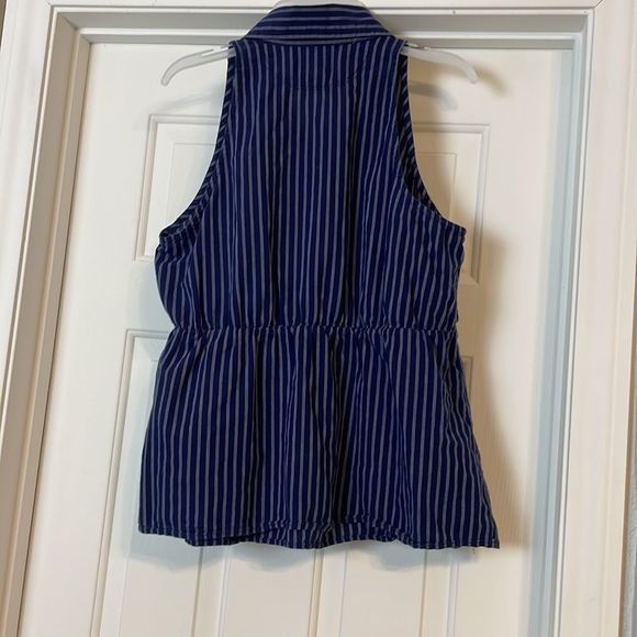 Converse Star Blue Striped Sleeveless Top Sz XL - Picture 4 of 5